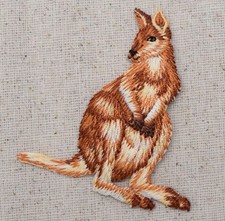 Iron On Embroidered Applique Patch Natural Kangaroo Zoo Animals 155469