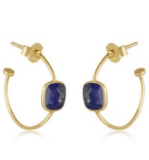 Natural Lapis Lazuli Hoop Earring 925 Silver Gemstone Jewelry For Women Birthday