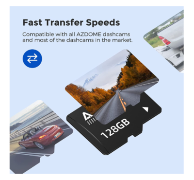 AZDOME 128GB Micro SD Card microSDXC Memory Card for AZDOME Dash