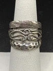 Vintage Israel Sterling Silver Decorative Wide Band Ring - Size 6 1/4