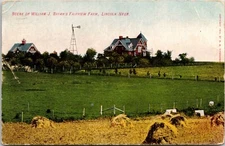 Postcard Lincoln NE Nebraska 1908 Scene of William J Bryan's Farm