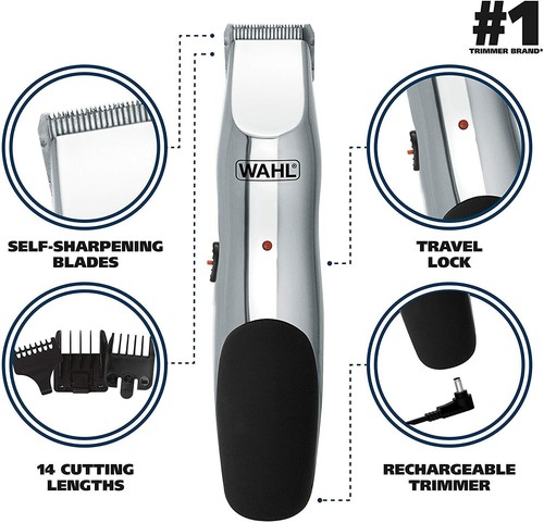 Wahl Groomsman 05622v Rechargeable Beard Mustache Hair Nose Trimmer - Black - Picture 2 of 5