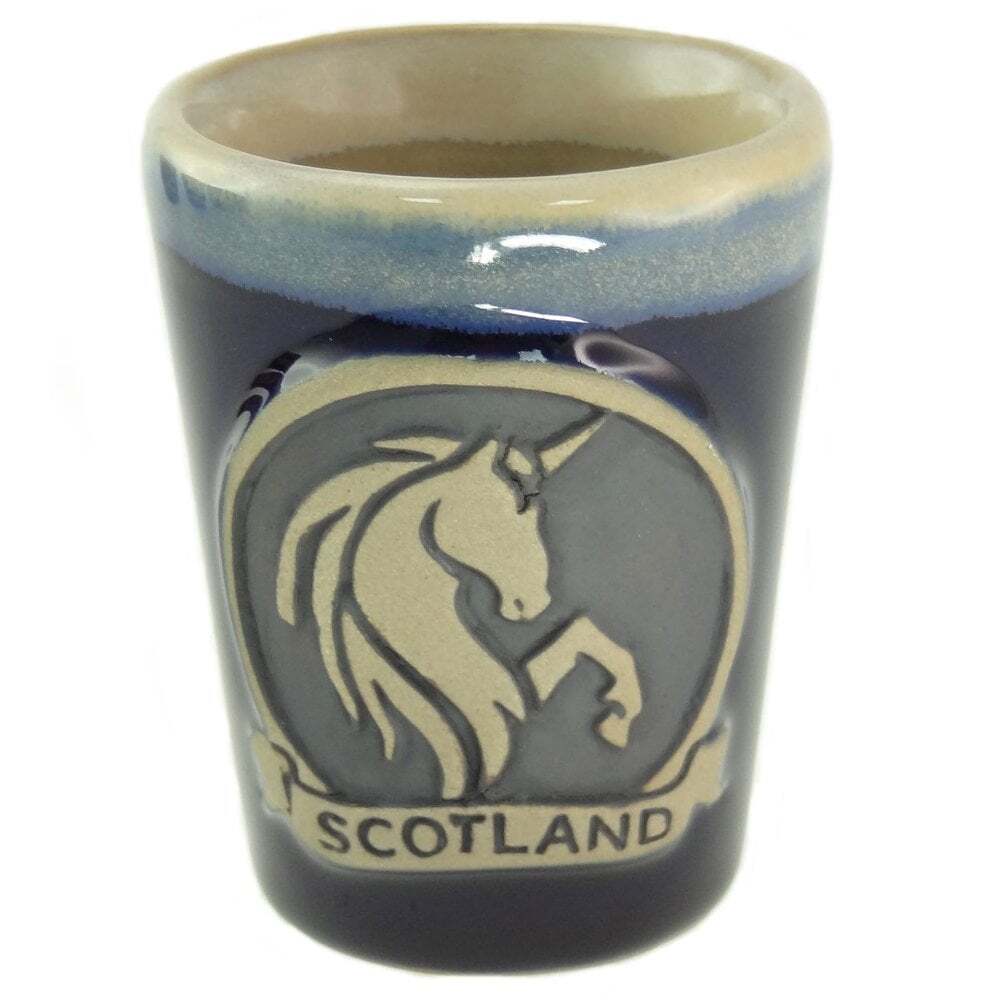 Glen Appin of Scotland Scottish Unicorn Stoneware Shot Glass - Blue PT3017-BLUE