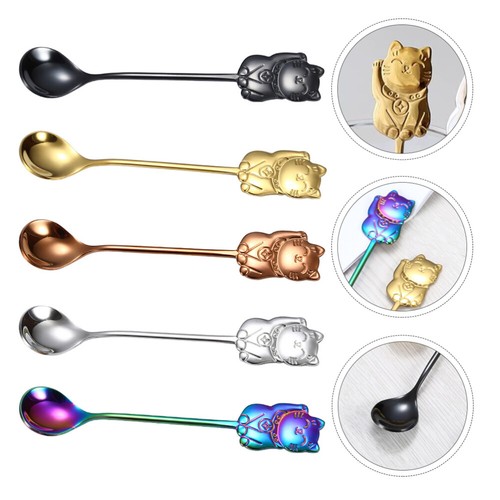 5 Pcs Stainless Steel Spoon Rustless Teaspoon Sugar Spoons Tablespoon