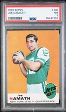 1969 TOPPS FOOTBALL JOE NAMATH #100 PSA 7 NM