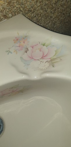 Retro 1980s and 1990s Balterley Shell Satsuma pedestal basin 1 tap champagne - Picture 2 of 7