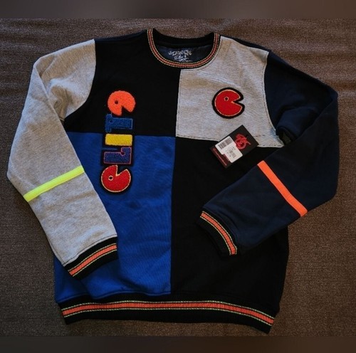 Elite Premium Denim Pac Man crew neck Sweater Youth Kids 15-16 *flaw On Back