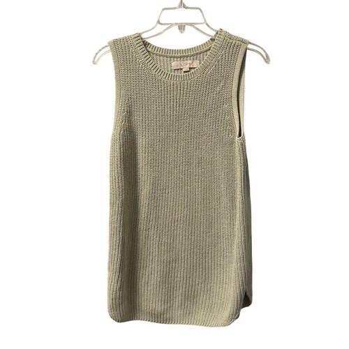 Sleeveless Light Green Knit Tunic Sweater By Loft Womens Size S 100% cotton