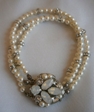 Sara Gabriel Bridal Wedding Jewelry Pearl Bracelet White Opals Swarovski Crystal