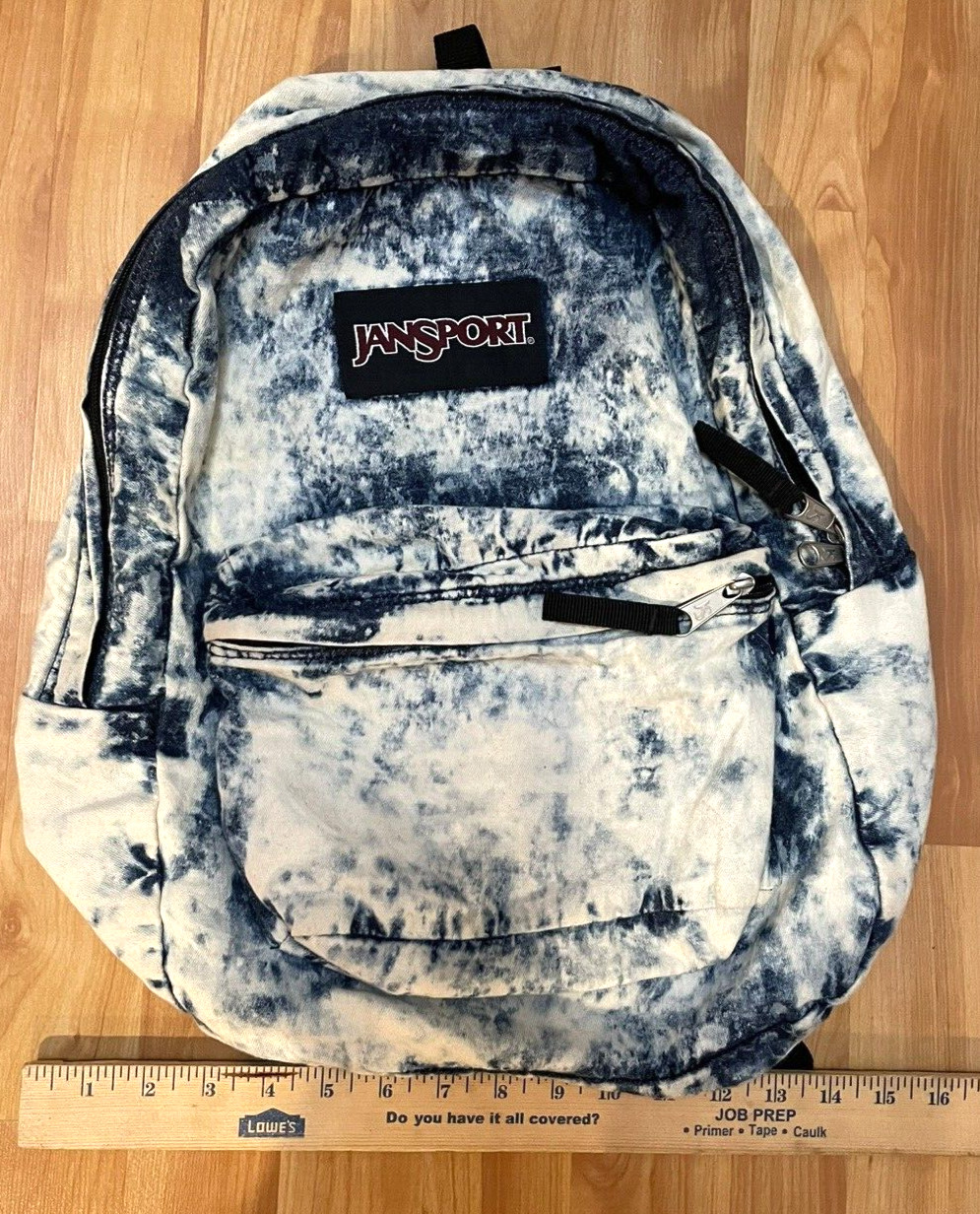 Jansport Backpack Book Bag Denim Acid Wash School Rar… Gem