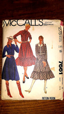 McCALL'S 7661 - 3 Versions Women's Western Prairie Dress Size 8 Uncut
