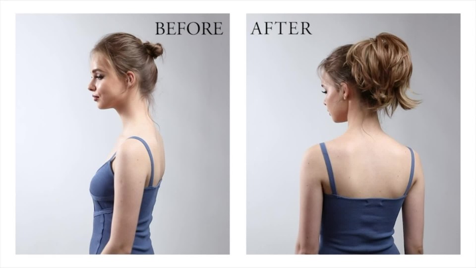 Claw Ponytail Clip in on Pony Tail Short Messy Bun Piece Hair Extension