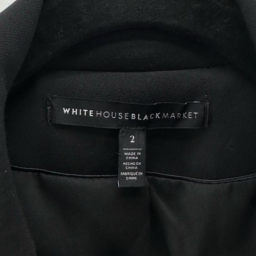 White House Black Market Blazer Womens Sz 2 Moto Jacket Notch Lapel Zip Up Black - Picture 8 of 12