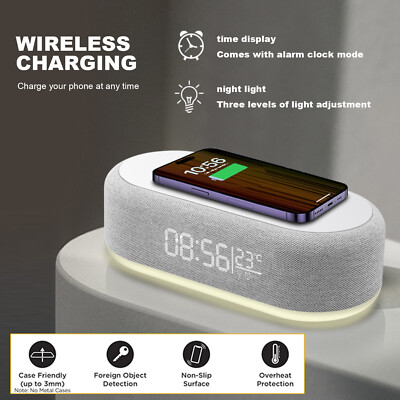 Alarm Clock Wireless Charger Dock With Night Light For SamsungS25 S24 S23 Note20
