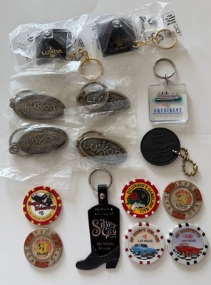 Las Vegas Hotel Casino Lot Collectibles Luxor Silver City Key Rings Chips Slots