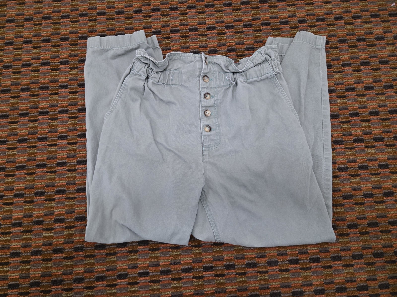 Urban Outfitters Womens Small Green High Rise Paperbag Waist Pants Cotton