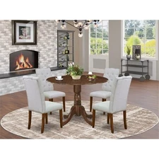 East West Furniture 5-Piece Dinette Set for Small Spaces in Antique Walnut/Gray