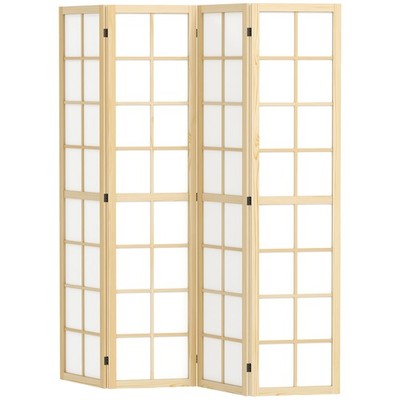HOMCOM Raumtrennwand für den Innenbereich, klappbarer Raumteiler mit 4 Paneelen, 160 x 170 cm