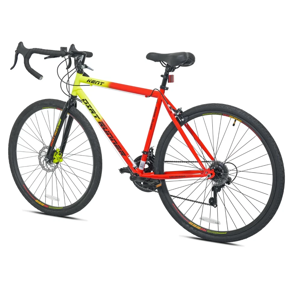 Men's 700c Dirt Runner Gravel Bike, 14-Speed , Red and Yellow - Image 2 of 4