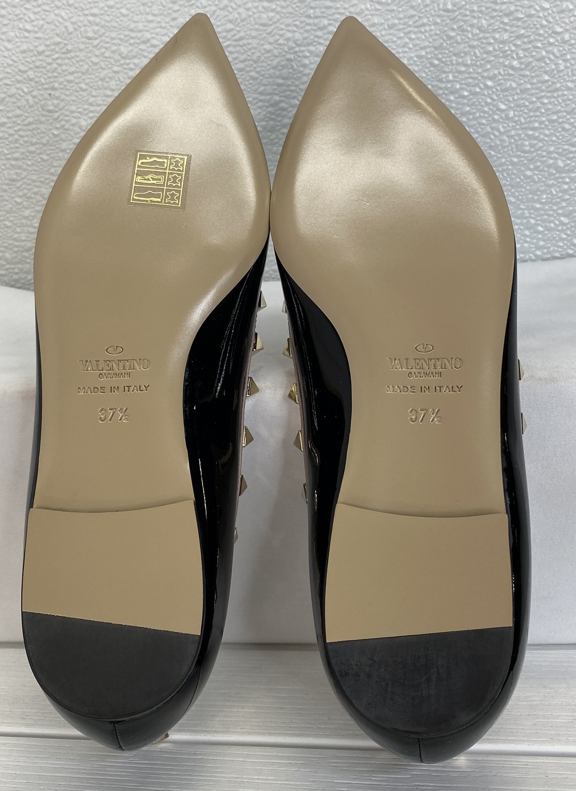 Valentino Garavani Patent Rockstud Ballet Women's Size 7.5 Leather Black Poudre thumbnail 8