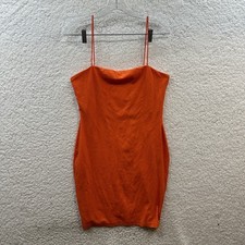 Shein Bright Orange Ribbed Mini Dress Bodycon Thin Straps Women’s Medium NEW