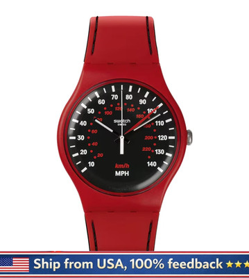 NEW & GENUINE Swatch (SUOR104) Red Brake New Gent Swiss Quartz Watch 41mm