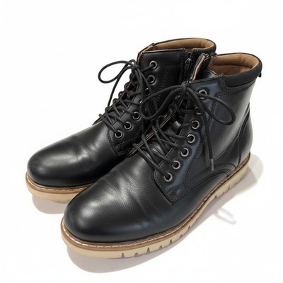 Steve Madden Bowery Boots Mens 9.5 Black Lace Up Side Zip Casual Ankle Boots