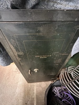 Herring-Hall-Marvin Safe Co. Antique Steel Vault Safe Boston Black Heavy Duty