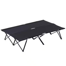 2 Person Folding Camping, Portable Sleeping Cot W/ Carry Bag Black
