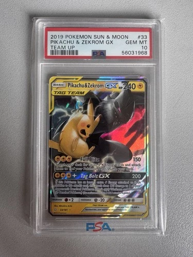 Pokemon 2019 SM Team Up Pikachu & Zekrom GX 33/181 TAG TEAM Holo PSA 10 EN