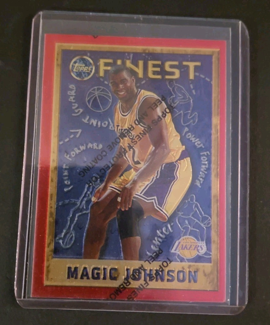 1995-96 TOPPS FINEST MAGIC JOHNSON  CARD #552 WITH COATING LOS ANGELES LAKERS