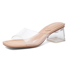 Arromic Clear Heels for Women Open Toe Low Block Chunky Sandals Party...