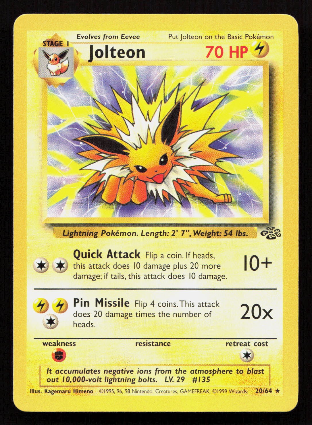 JOLTEON 20/64 Pokemon JUNGLE Unlimited