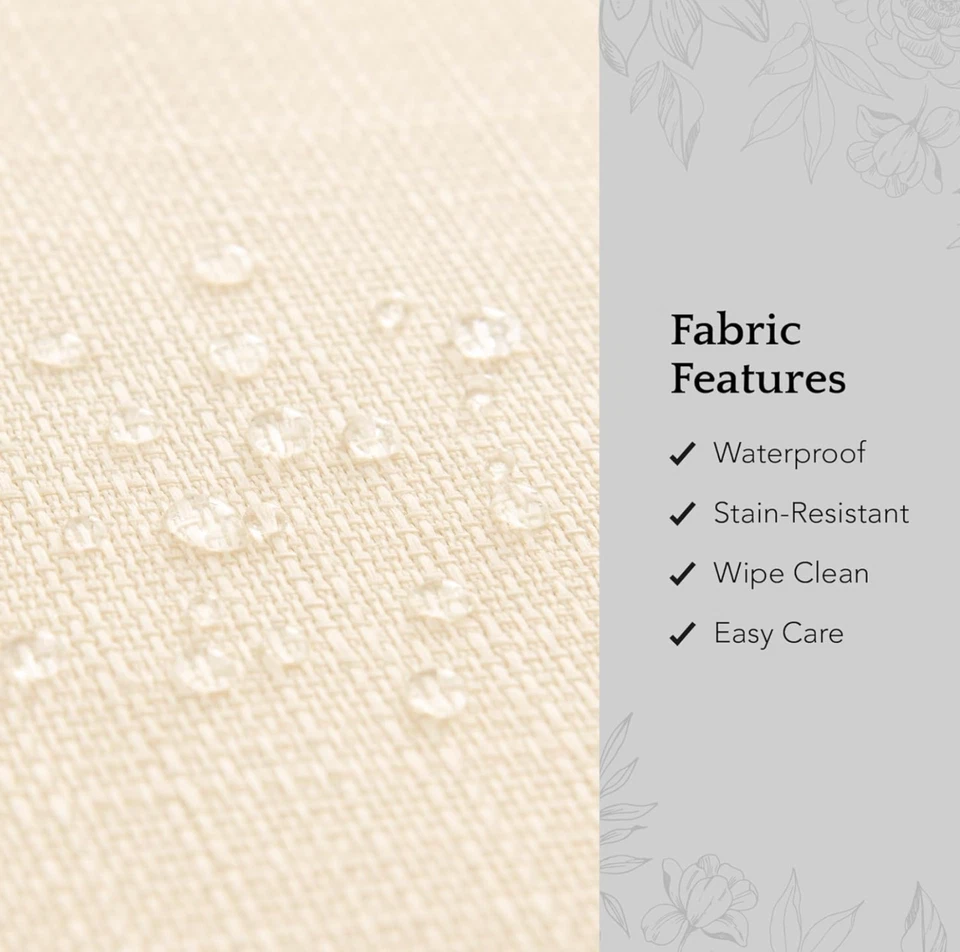 ELRENE IVORY LAUREL SOLID TEXTURE STAIN PROOF POLYESTER TABLECLOTH 90"ROUND NEW - Image 3 of 4