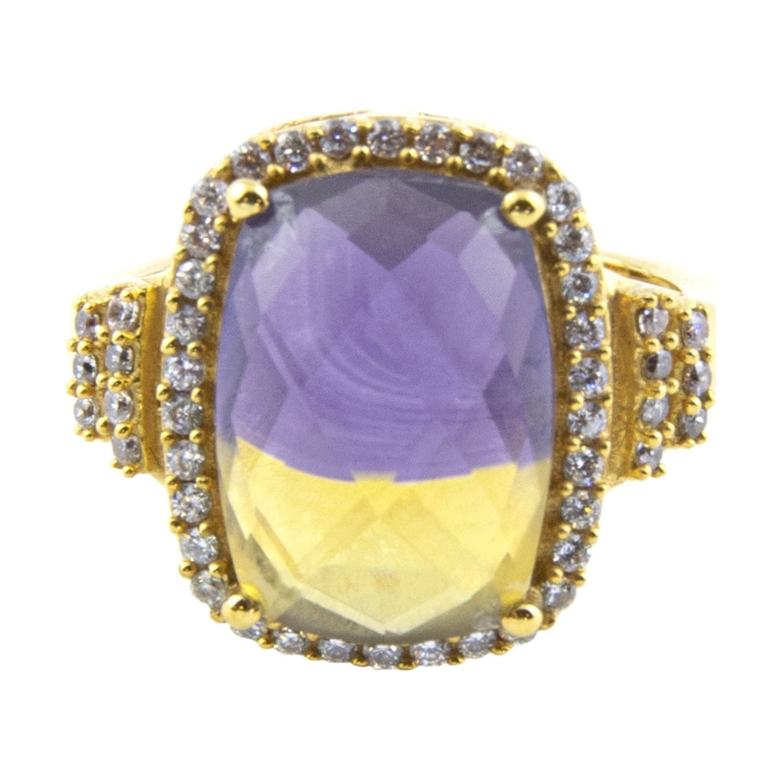 Золотое кольцо Gold Coast из желтого золота 14 Карат с изумрудной огранкой и аметрином Размер 7 3190₽