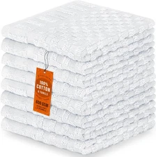 DecorRack 8 Pack 100% Cotton Wash Cloth, Luxurious Soft, 12 x 8 Pack, White 