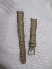 GENUINE leather watchstrap watch band strap 14mm taupe croco grain nickel