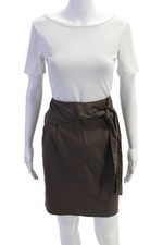 Elie Tahari Womens Textured Tie Front Lined Mini Dress Skirt Brown Size M