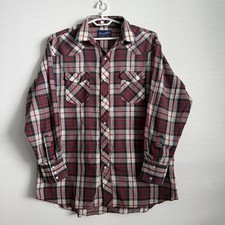 Wrangler Cowboy Cut X-Long Tails Western Shirt Men s 17.5-36 XL Pearl Snap Plaid