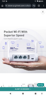 GL.iNet GL-SFT1200 Opal Dual-Band Gigabit Wireless Router VPN 867Mbps 3 LAN USB