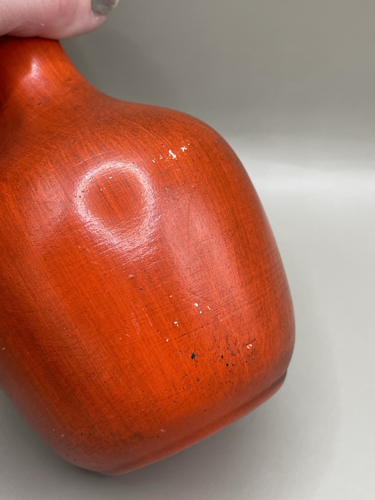 Vintage MCM Signed Royal Haeger Onion 7.5” Red Vase Long Neck READ