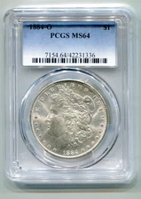 1884-O MORGAN SILVER DOLLAR PCGS MS64 NICE ORIGINAL COIN PREMIUM QUALITY PQ