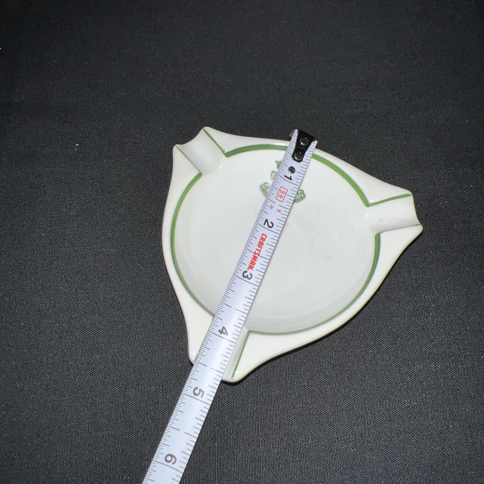 Vintage Santa Clara Ceramic Ashtray from Hotel Ritz Madrid White with Green EUC!