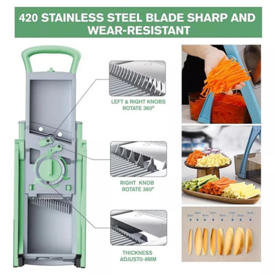 5 in 1 Vegetable Chopper Food Potato Cutter Adjustable Safe Mandoline Slicer&&&/