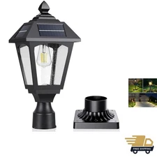 Solar Post Lights Outdoor, Aluminium Solar Lamp Post Light with Pier Mount Ba...