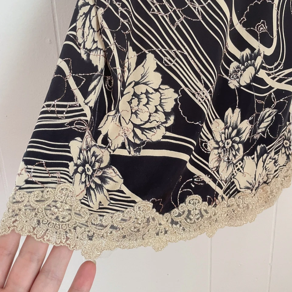 Camiseta sin mangas Babydoll con ribete de encaje negro beige de colección M Y2K Fairy Grunge Bratz EE. UU. Brillo Foto 4 de 4