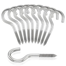 10 Pack 304 Stainless Steel Screw Eyes, 2-1/2 Inch Heavy Duty Screw in Eye
