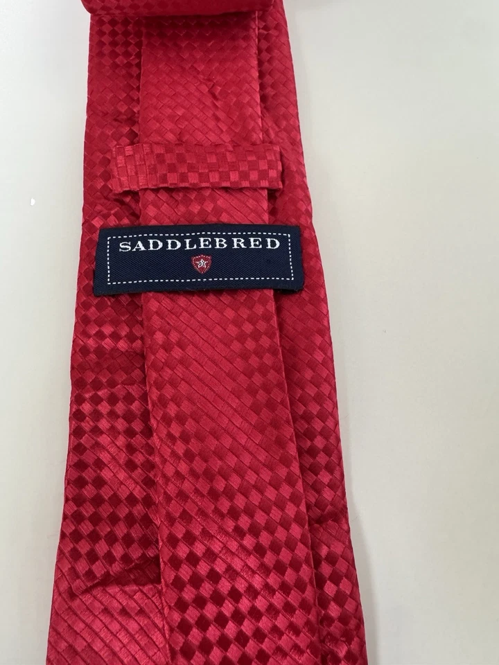 Corbata roja seda para hombre SADDLEBRED Foto 4 de 4