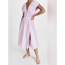 ASTR The Label Lilac Ruched Tiered V-Neck Midi Dress Cap Sleeve Size M