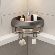 Triangular Creamy White Wall Mounted Rack for Bathroom Storage No Drilling
